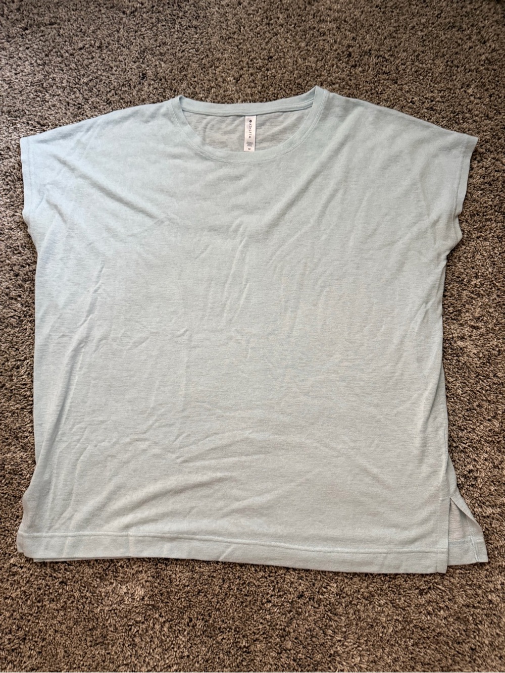 Athleta Light Blue Relaxed Short Sleeve Crew Tee